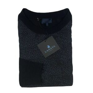 Lanvin Blue Patterned Silk Wool Cotton Mens Sweater Size M NWT